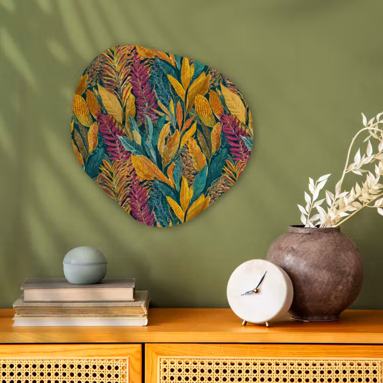 Tropische - Botanisch - Patroon - Kleurrijk - Exotisch Wandcirkel Organisch Forex 3mm klein 629 -sfeer2