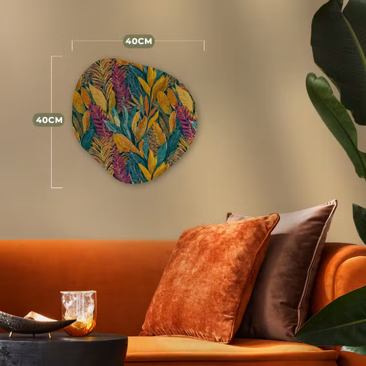 Tropische - Botanisch - Patroon - Kleurrijk - Exotisch Wandcirkel Organisch Forex 3mm klein 629 -sfeer3