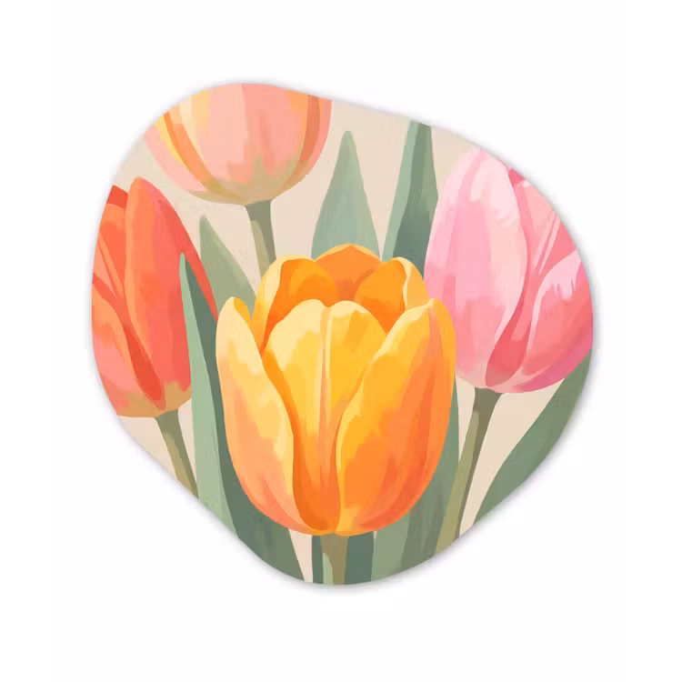 Tulpen - Abstract - Kleurrijk Wandcirkel Organisch Forex 3mm klein -3d