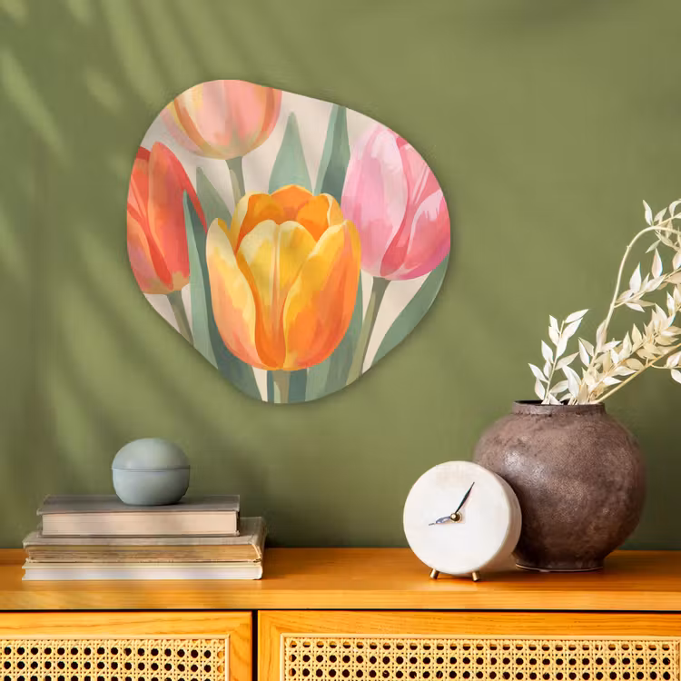 Tulpen - Abstract - Kleurrijk Wandcirkel Organisch Forex 3mm klein -sfeer2