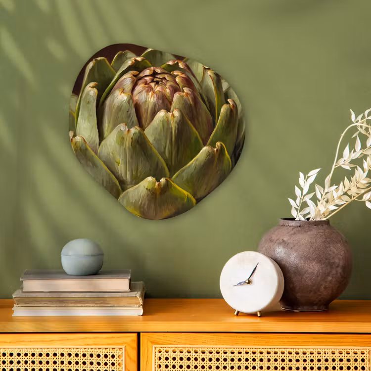 Organic - Forex - Vegetable - Artichoke - Green - Groente - Artisjok - Groen Wandcirkel Organisch Forex 3mm klein