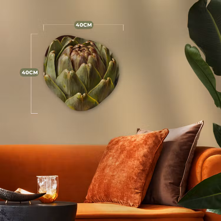 Organic - Forex - Vegetable - Artichoke - Green - Groente - Artisjok - Groen Wandcirkel Organisch Forex 3mm klein