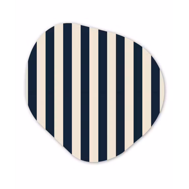 Verticale strepen - Blauw - Crème Wandcirkel Organisch Forex 3mm klein 629 -3d