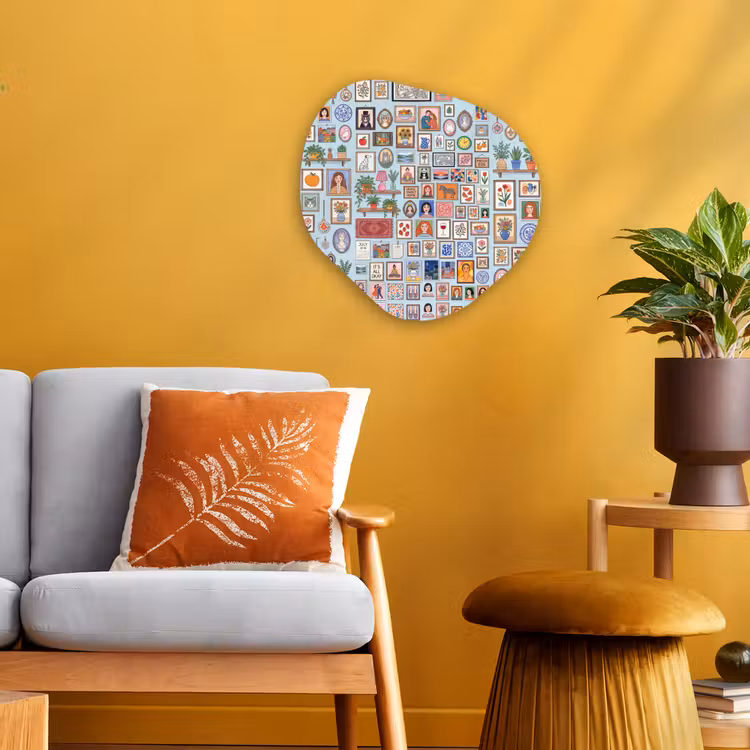 Wanddecoratie - Collectie - Huis - Illustratief - Kleurrijk Wandcirkel Organisch Forex 3mm klein -sfeer4