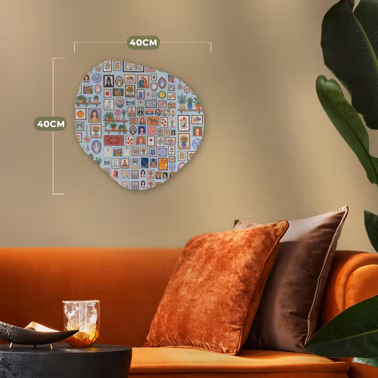 Wanddecoratie - Collectie - Huis - Illustratief - Kleurrijk Wandcirkel Organisch Forex 3mm klein -sfeer3