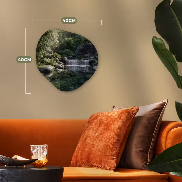Beek - Waterval - Natuur - Groen Wandcirkel Organisch Forex 3mm klein -sfeer3