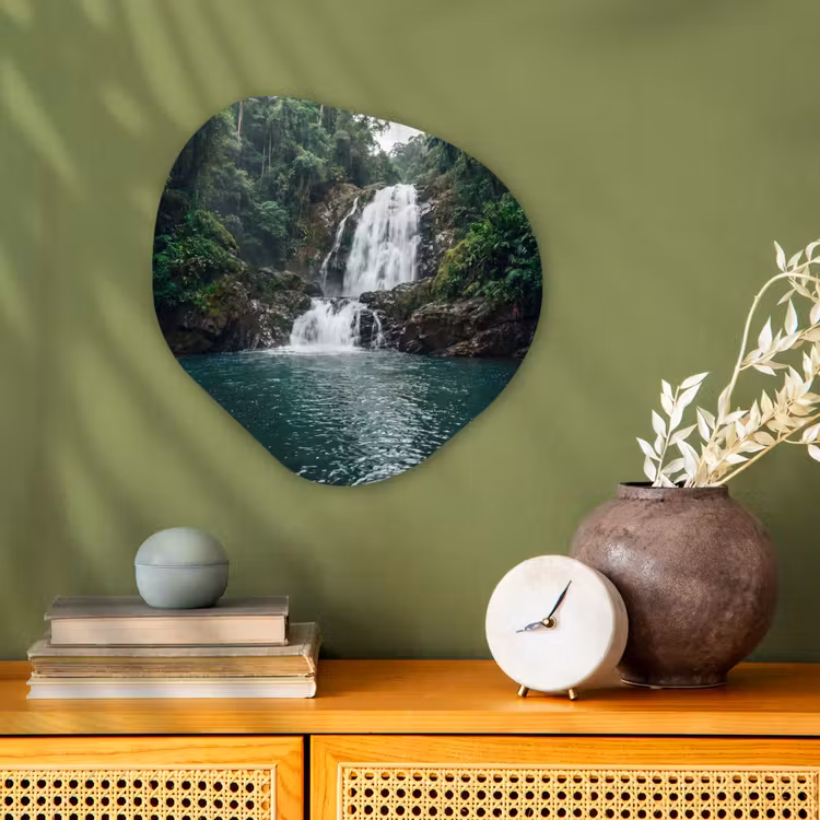 Waterfall - Forest - Nature - Greenkhgyguyg Wandcirkel Organisch Forex 3mm klein -sfeer2