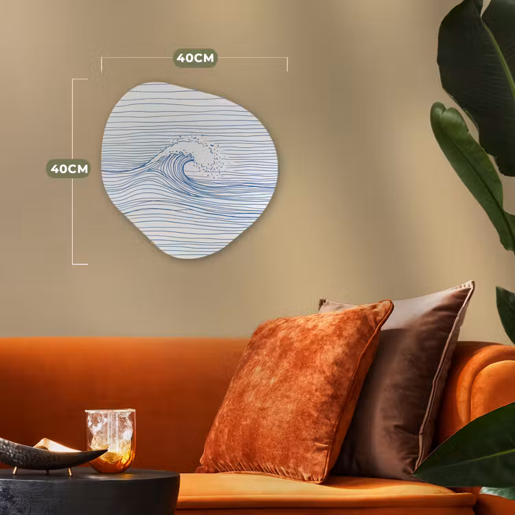 Golf - Brekende - Natuur - Minimalistisch - Blauw Wandcirkel Organisch Forex 3mm klein -sfeer3