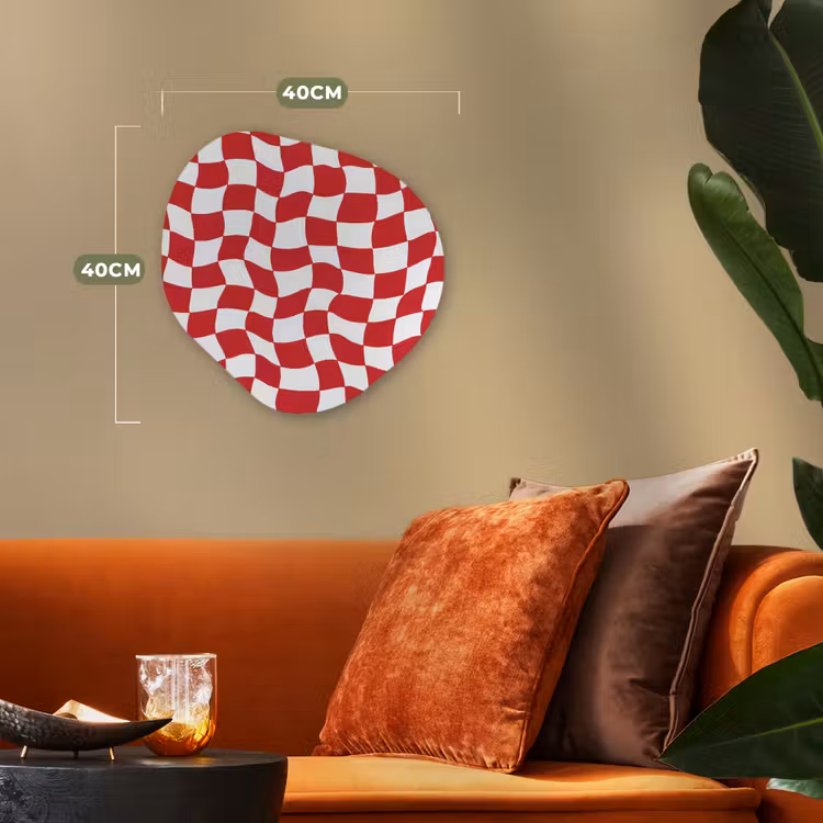 Golvend - Patroon - Rood Wandcirkel Organisch Forex 3mm klein 629 -sfeer3