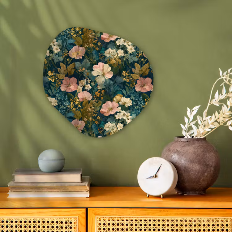 Wilde bloemen - Botanisch - Patroon - Roze - Romantisch Wandcirkel Organisch Forex 3mm klein 629 -sfeer2