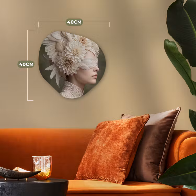 Vleugels - Vrouw - Wit Wandcirkel Organisch Forex 3mm klein -sfeer3