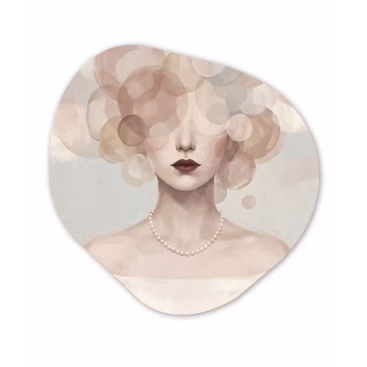 Vrouw - Cirkels - Beige Wandcirkel Organisch Forex 3mm klein -3d