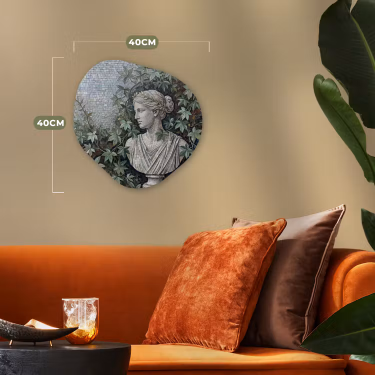 Vrouw - Klassiek - Mozaiëk - Natuur - Groen Wandcirkel Organisch Forex 3mm klein -sfeer3