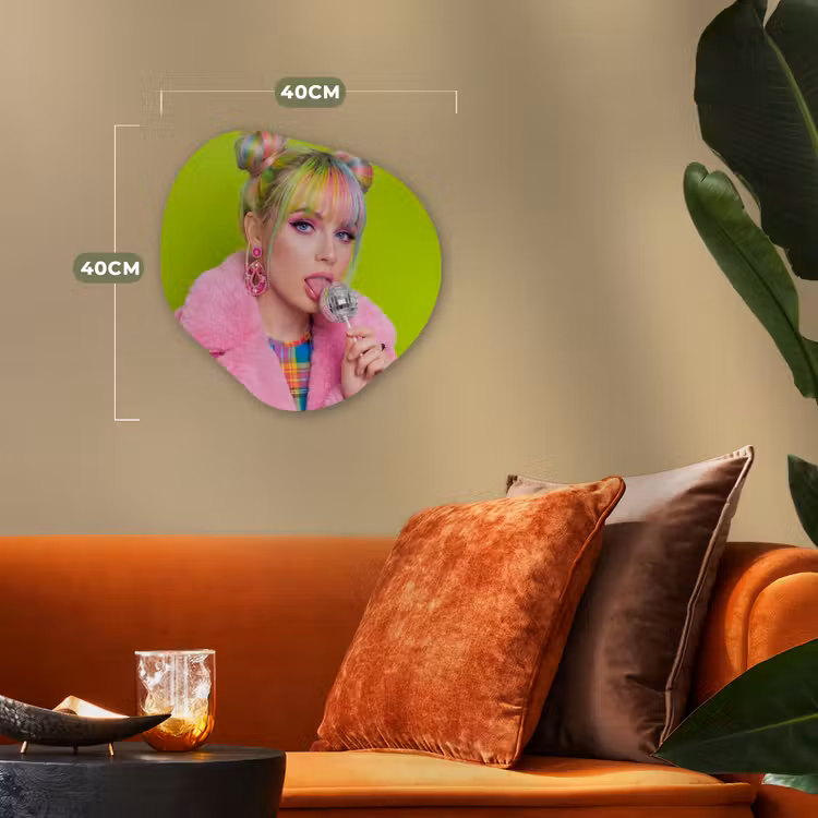Vrouw - Kleurrijk haar - Pop art - Modern - Levendig Wandcirkel Organisch Forex 3mm klein -sfeer3