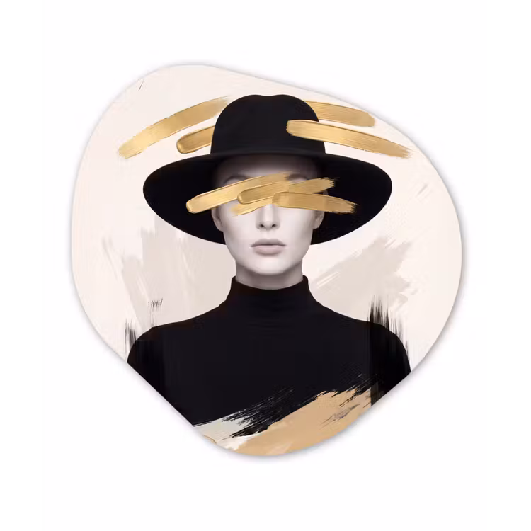 Vrouw - Portret - Modern - Goud - Kunst Wandcirkel Organisch Forex 3mm klein -3d