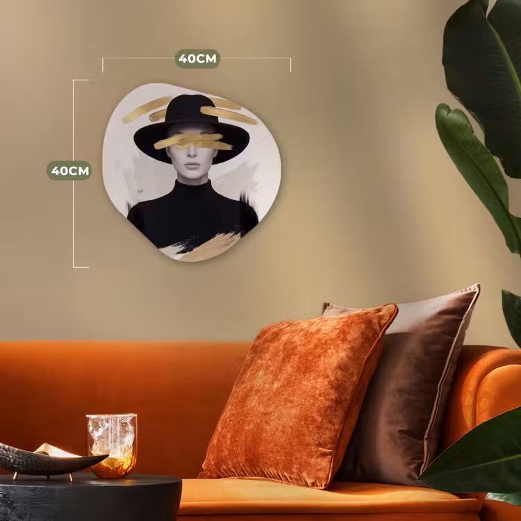 Vrouw - Portret - Modern - Goud - Kunst Wandcirkel Organisch Forex 3mm klein -sfeer3