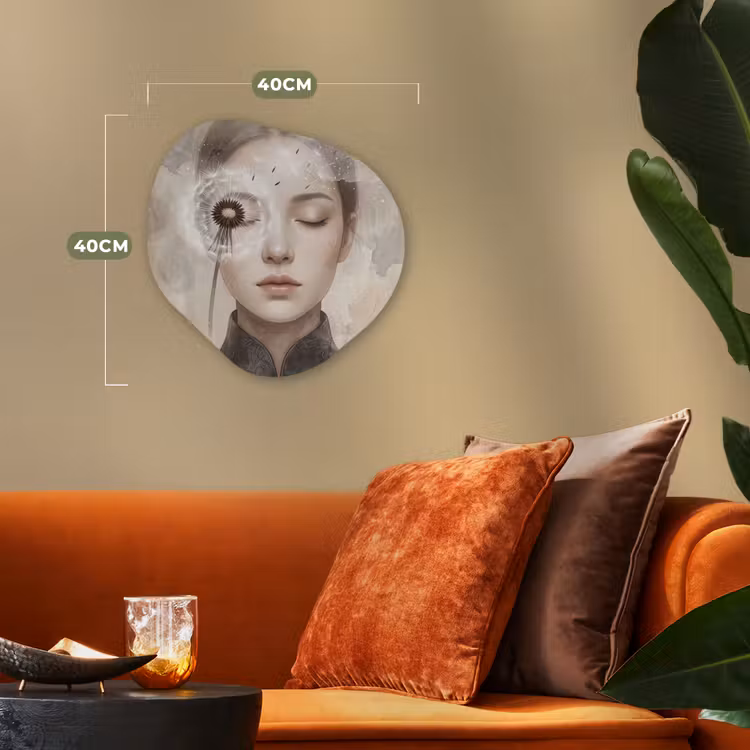 Vrouw - Sereen - Grijs Wandcirkel Organisch Forex 3mm klein -sfeer3