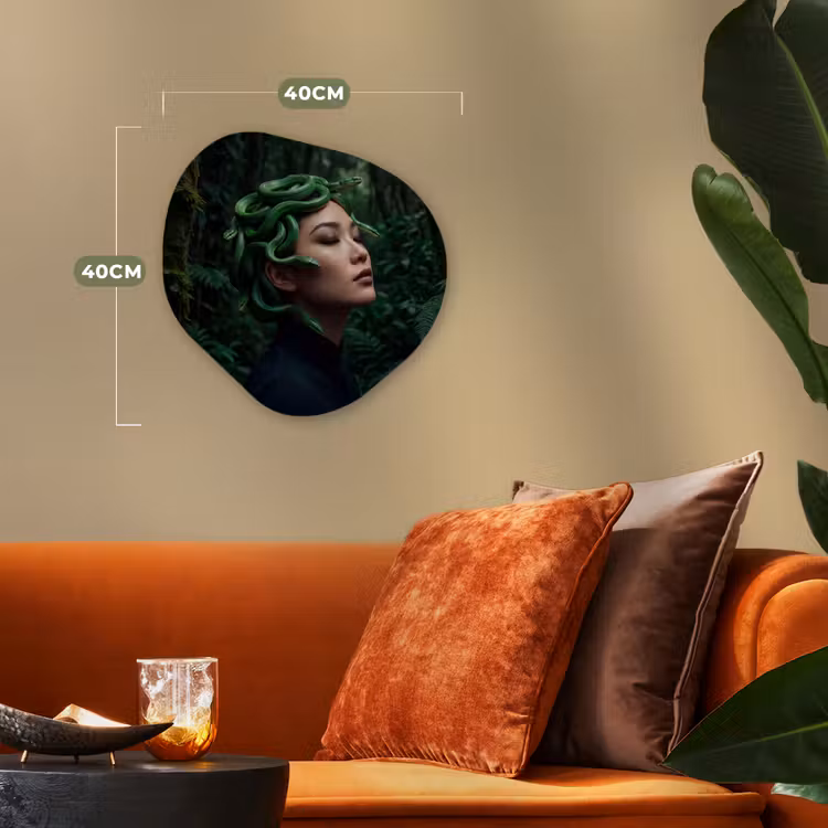 Vrouw - Slang - Natuur - Mystiek - Groen Wandcirkel Organisch Forex 3mm klein -sfeer3