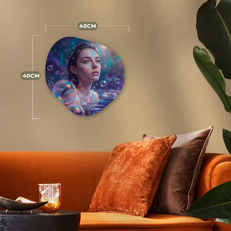 Vrouw - Water - Portret - Kleurrijk - Modern Wandcirkel Organisch Forex 3mm klein -sfeer3
