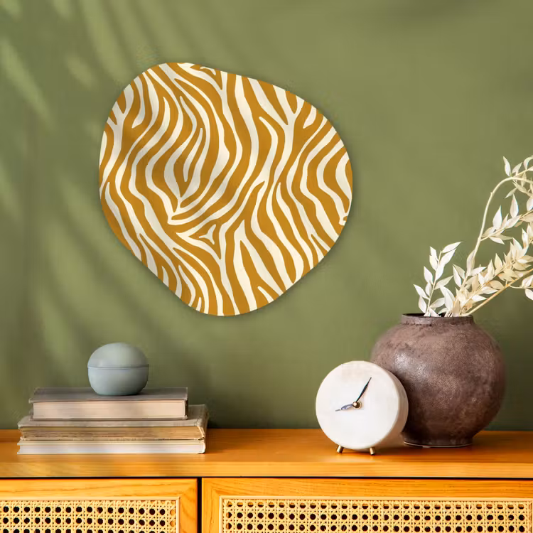 Zebra - Klassiek - Oker - Geel Wandcirkel Organisch Forex 3mm klein 629 -sfeer2