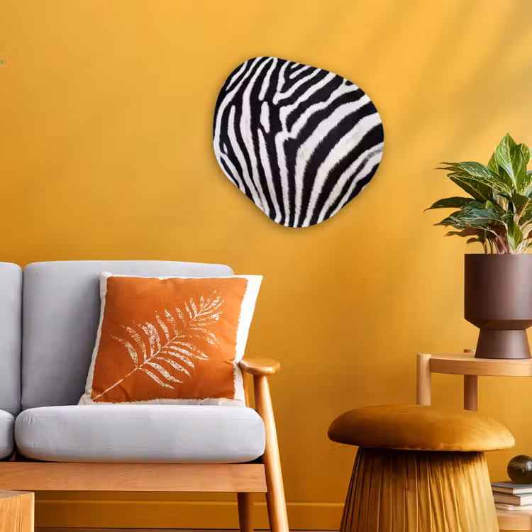Zebra - Vacht - Klassiek - Zwart - Wit Wandcirkel Organisch Forex 3mm klein -sfeer4