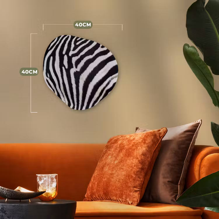 Zebra - Vacht - Klassiek - Zwart - Wit Wandcirkel Organisch Forex 3mm klein -sfeer3