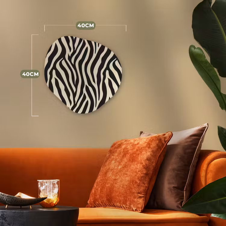 Zebra - Print - Klassiek - Zwart Wandcirkel Organisch Forex 3mm klein 629 -sfeer3