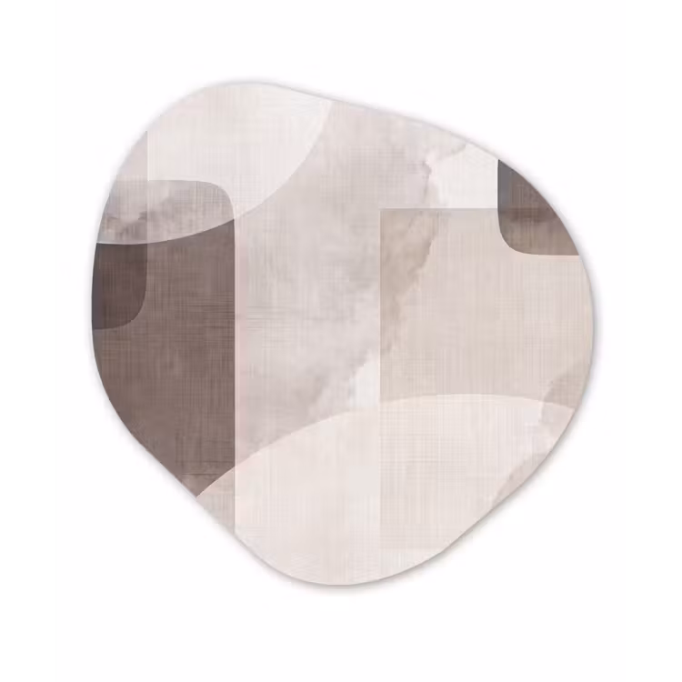 Organic - Glass - Abstract Shapes - Beige - Abstracte vormen - Beige Wandcirkel Organisch Plexiglas middel