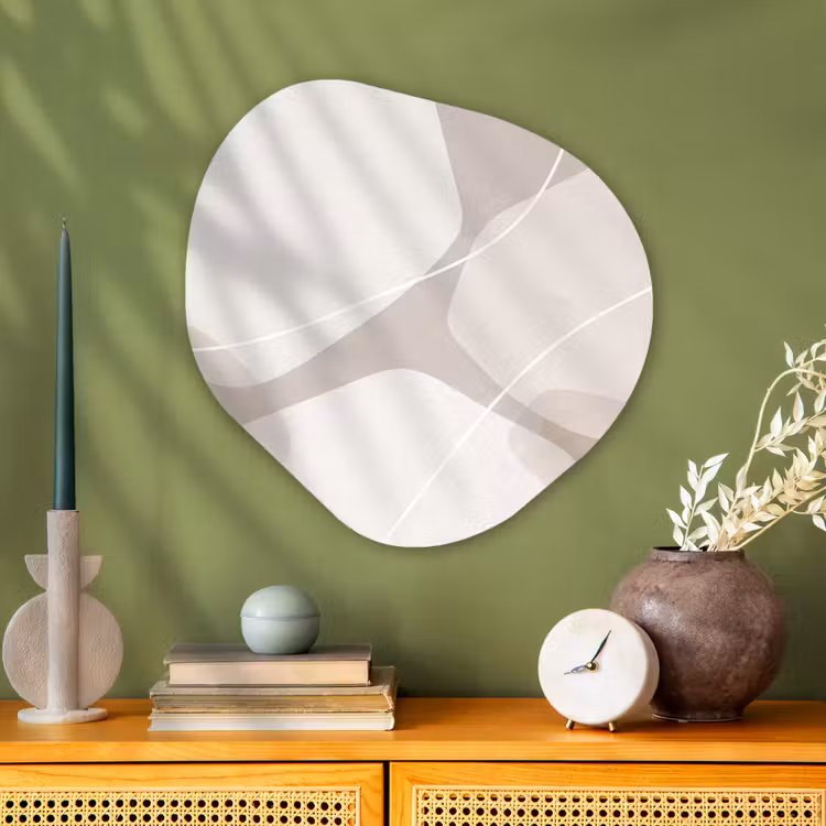 Organic - Glass - Abstract - Shapes - Beige - Abstract - Vormen - Beige Wandcirkel Organisch Plexiglas middel