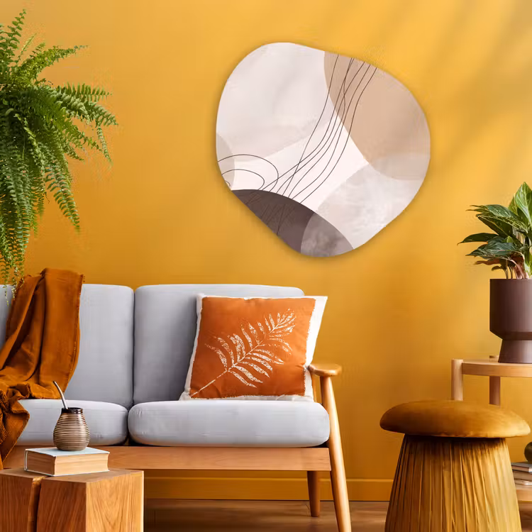 Organic - Glass - Abstraction - Beige - Modern - Abstractie - Beige - Modern Wandcirkel Organisch Plexiglas middel