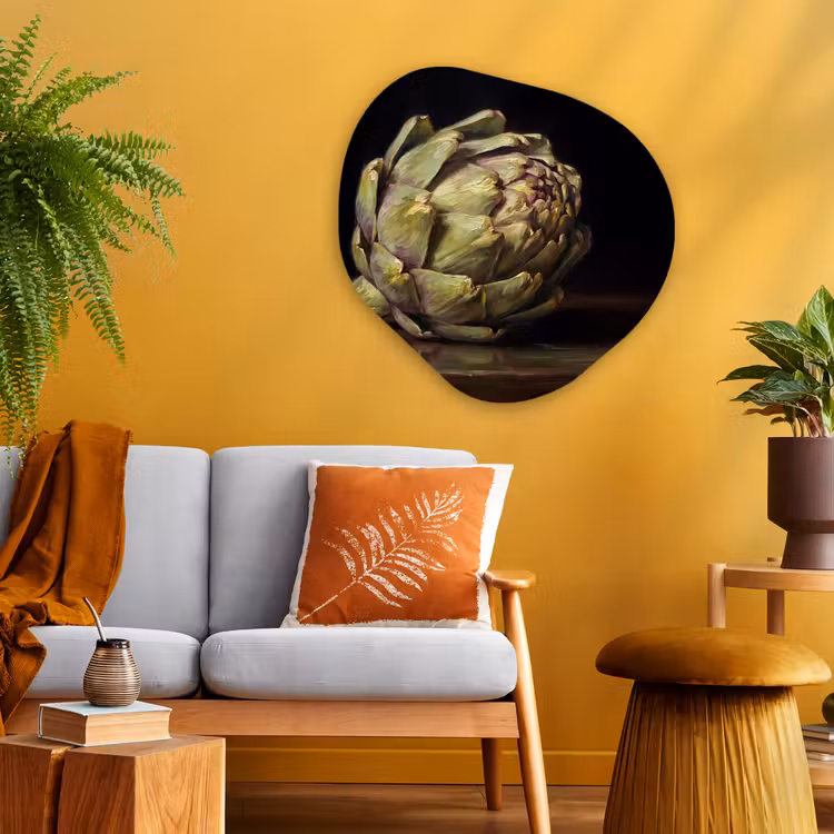 Organic - Glass - Artichoke - Food - Classic - Artichok - Eten - Klassiek Wandcirkel Organisch Plexiglas middel