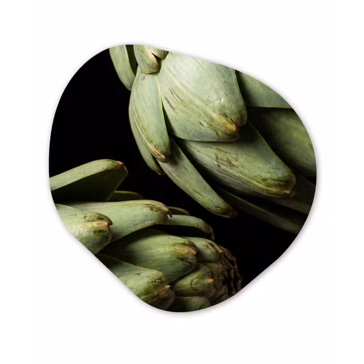 Organic - Glass - Artichoke - Green - Food - Artisjok - Groen - Eten Wandcirkel Organisch Plexiglas middel