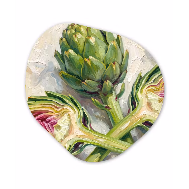 Organic - Glass - Artichoke - Lemon - Food - Artisjok - Citroen - Eten Wandcirkel Organisch Plexiglas middel