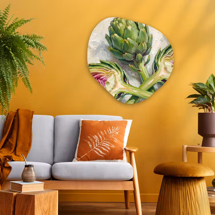 Organic - Glass - Artichoke - Lemon - Food - Artisjok - Citroen - Eten Wandcirkel Organisch Plexiglas middel