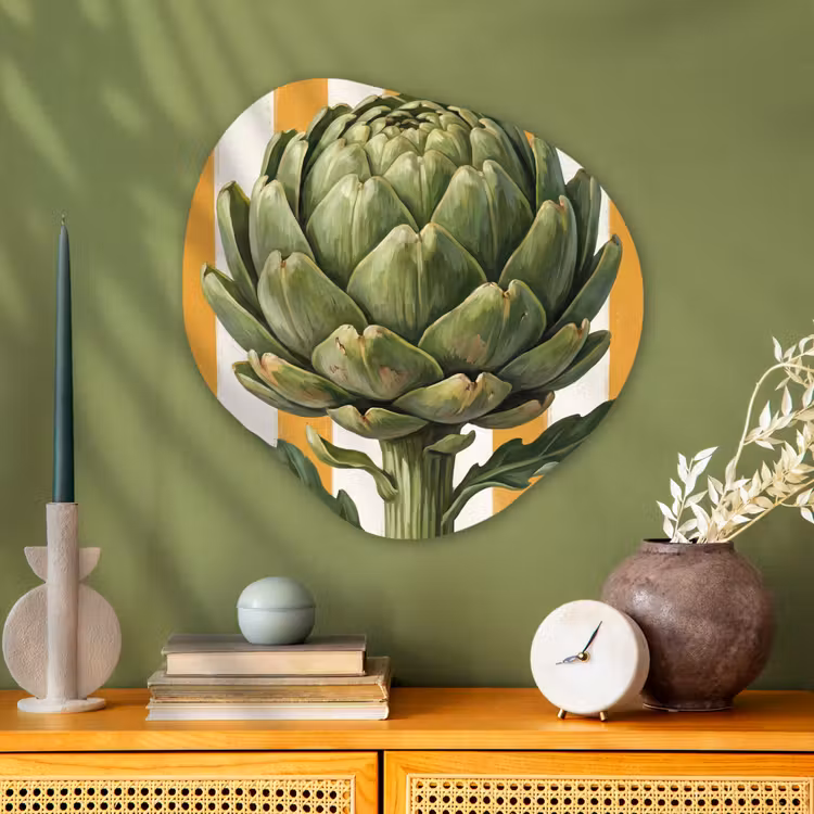 Organic - Glass - Artichoke - Modern - Vegetable - Artisjok - Modern - Groente Wandcirkel Organisch Plexiglas middel
