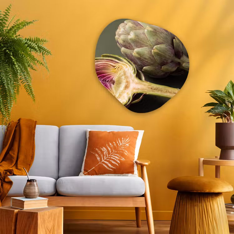 Organic - Glass - Artichoke - Purple - Food - Artisjok - Paars - Voedsel Wandcirkel Organisch Plexiglas middel