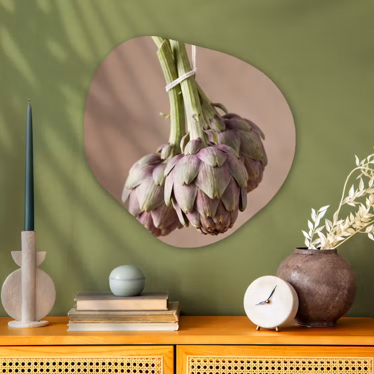 Organic - Glass - Artichokes - Hanging - Vegetables - Artisjokken - Hangend - Groenten Wandcirkel Organisch Plexiglas middel