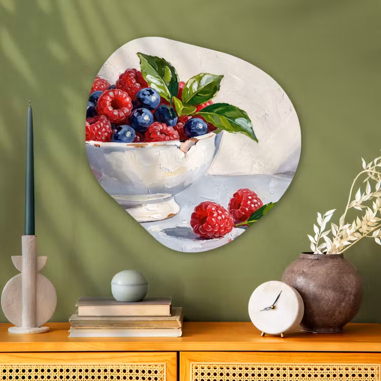 Organic - Glass - Berries - Bowl - Food - Bessen - Kom - Eten Wandcirkel Organisch Plexiglas middel