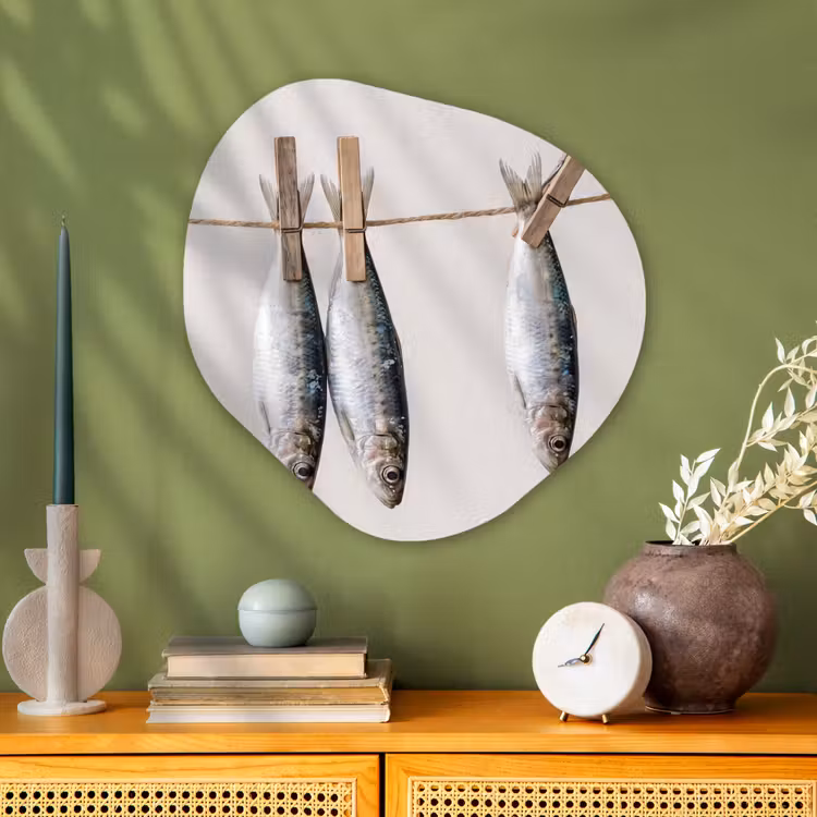 Organic - Glass - Fish - Hanging - Food - Vis - Hangend - Eten Wandcirkel Organisch Plexiglas middel