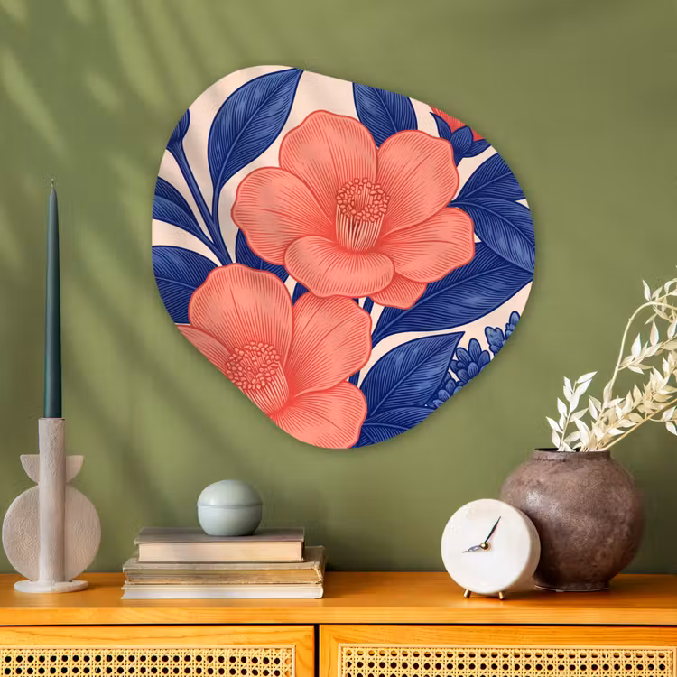 Organic - Glass - Flowers - Leaves - Botanical - Bloemen - Bladeren - Botanisch Wandcirkel Organisch Plexiglas middel