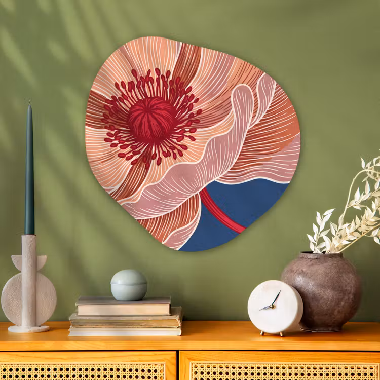 Organic - Glass - Flowers - Modern - Abstract - Bloemen - Modern - Abstract Wandcirkel Organisch Plexiglas middel