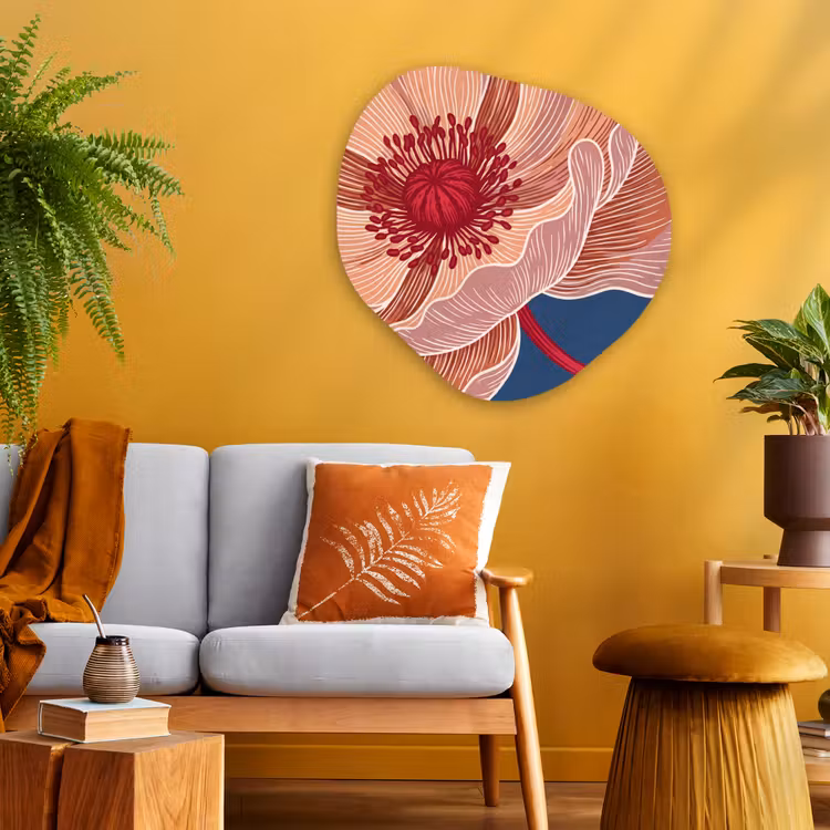 Organic - Glass - Flowers - Modern - Abstract - Bloemen - Modern - Abstract Wandcirkel Organisch Plexiglas middel