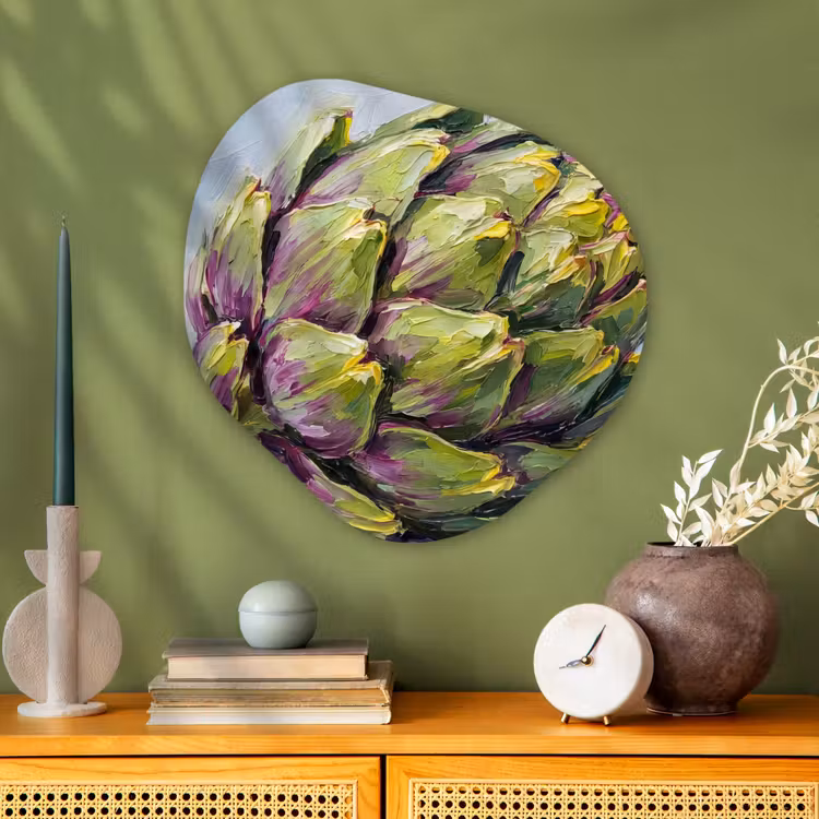 Organic - Glass - Food - Artichoke - Modern - Eten - Artisjok - Modern Wandcirkel Organisch Plexiglas middel
