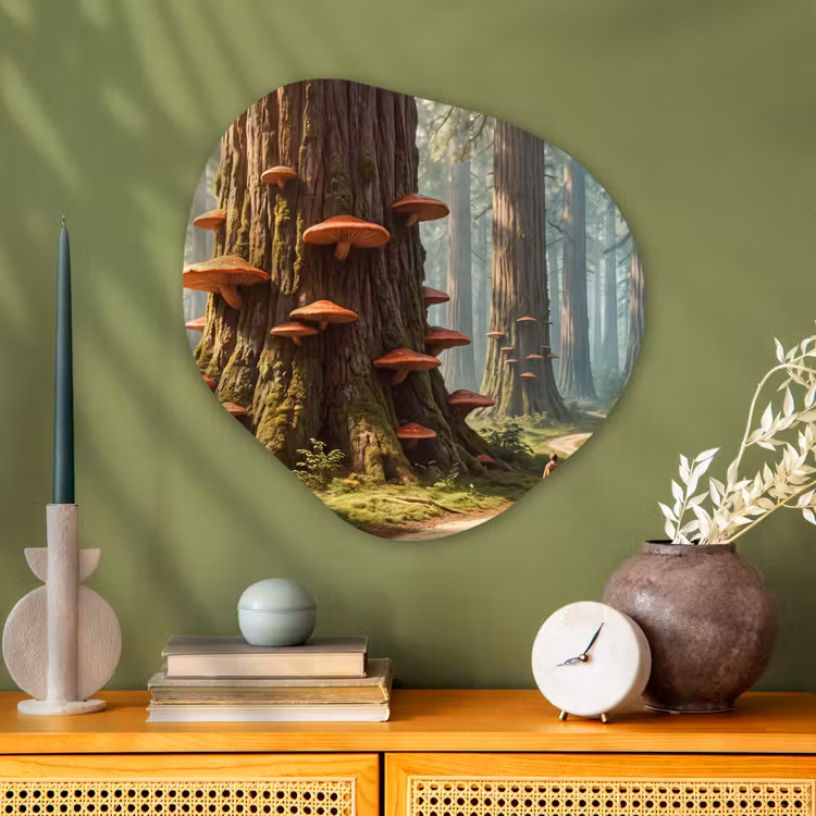 Organic - Glass - Forest - Trees - Nature - Bos - Bomen - Natuur Wandcirkel Organisch Plexiglas middel