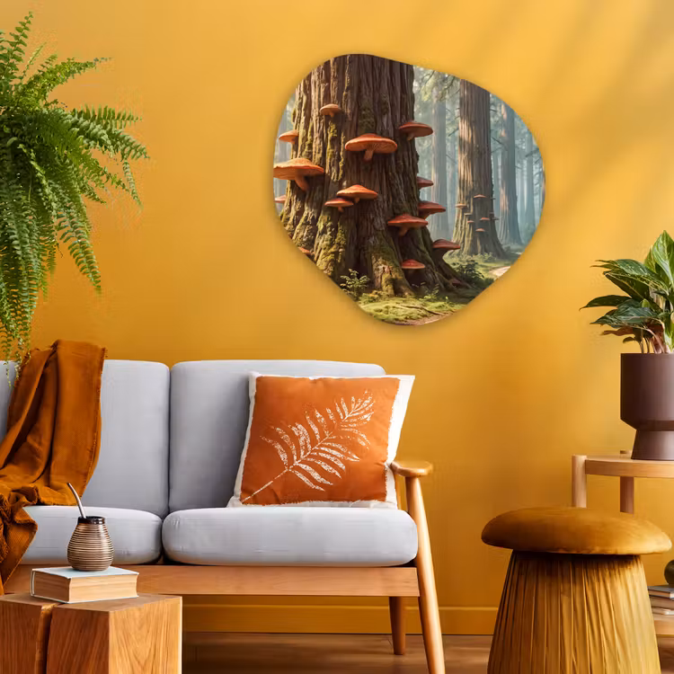 Organic - Glass - Forest - Trees - Nature - Bos - Bomen - Natuur Wandcirkel Organisch Plexiglas middel