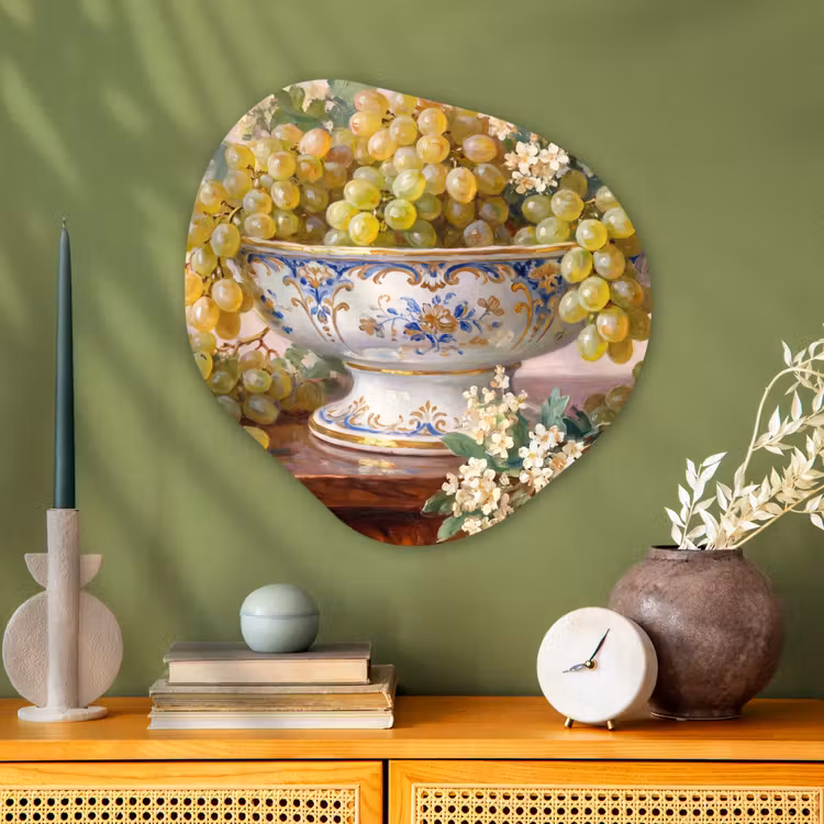 Organic - Glass - Fruit - Still Life - Classical - Fruit - Stilleven - Klassiek Wandcirkel Organisch Plexiglas middel