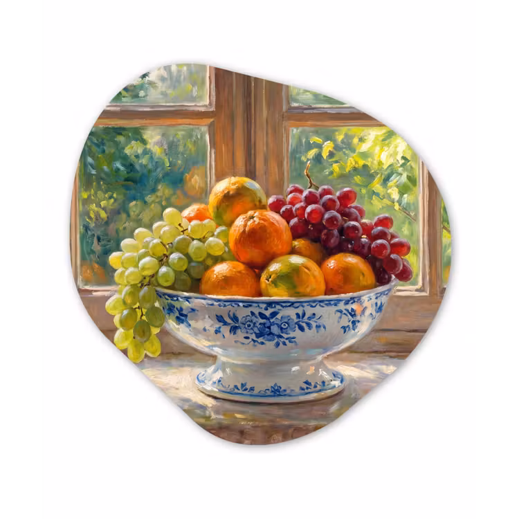 Organic - Glass - Fruit - Windowsill - Nature - Fruit - Vensterbank - Natuur Wandcirkel Organisch Plexiglas middel