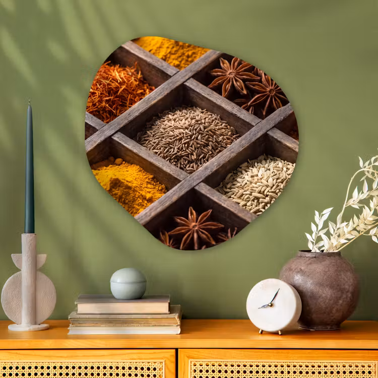 Organic - Glass - Herbs - Wood - Food - Kruiden - Houten - Eten Wandcirkel Organisch Plexiglas middel