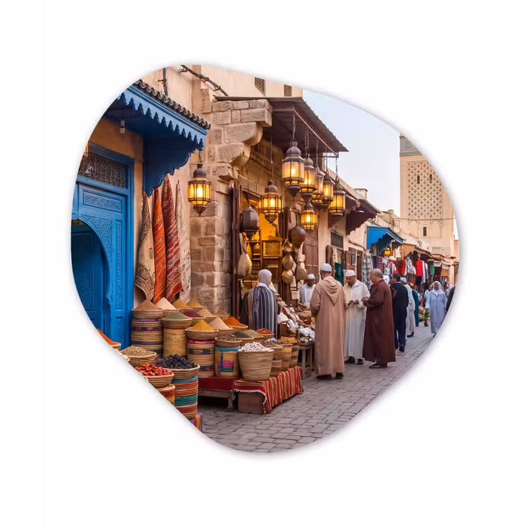 Organic - Glass - Market - Oriental - Colorful - Markt - Oosters - Kleurrijk Wandcirkel Organisch Plexiglas middel