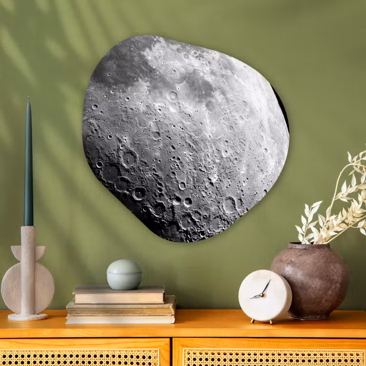 Organic - Glass - Moon - Craters - Space - Maan - Kraters - Ruimte Wandcirkel Organisch Plexiglas middel